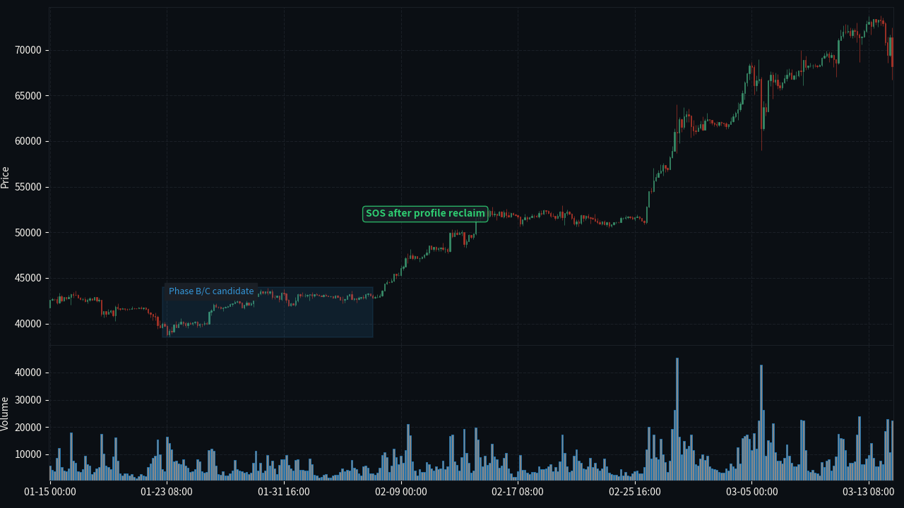 BTC/USD H4 Volume Profile with Wyckoff phase